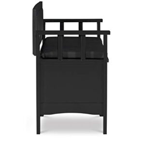 Linon Carlton Padded Bench, 44.5"W x 17"D x 30"H, Black