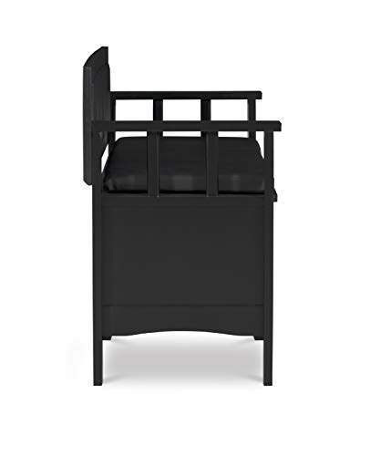 Linon Carlton Padded Bench, 44.5"W x 17"D x 30"H, Black