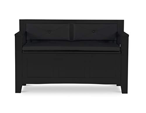 Linon Carlton Padded Bench, 44.5"W x 17"D x 30"H, Black