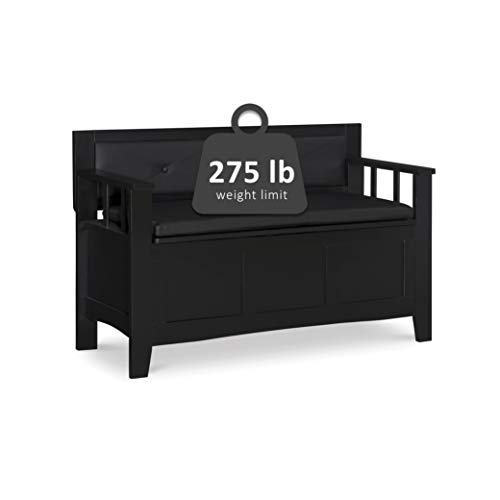 Linon Carlton Padded Bench, 44.5"W x 17"D x 30"H, Black