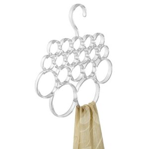 InterDesign Clarity Scarf Hanger, No Snag Storage for Scarves, Ties, Belts, Shawls, Pashminas, Accessories - 18 Loops, Clear