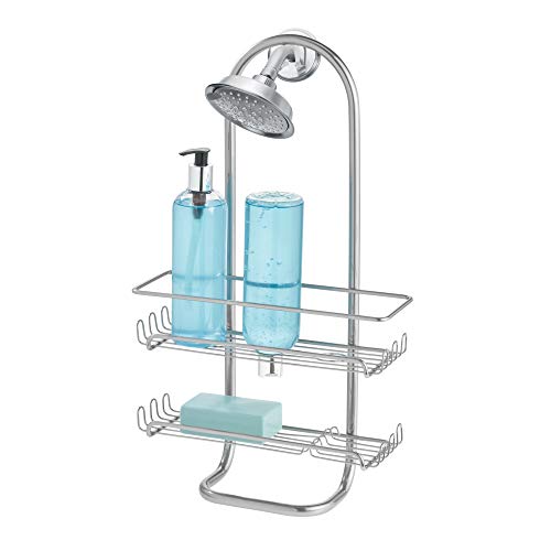 InterDesign Classico Jumbo Bathroom Caddy – Shower Storage Shelves for Shampoo, Conditioner and Soap, Silver