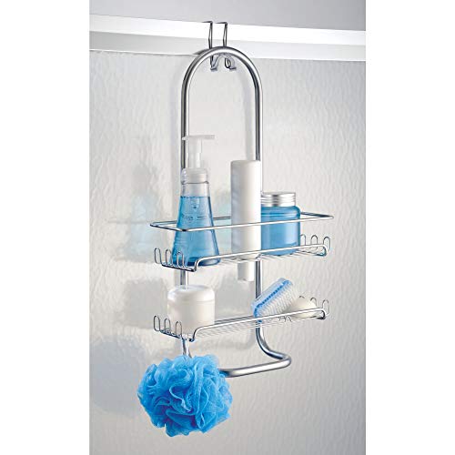 InterDesign Classico Jumbo Bathroom Caddy – Shower Storage Shelves for Shampoo, Conditioner and Soap, Silver