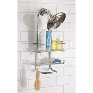 InterDesign Classico Jumbo Bathroom Caddy – Shower Storage Shelves for Shampoo, Conditioner and Soap, Silver