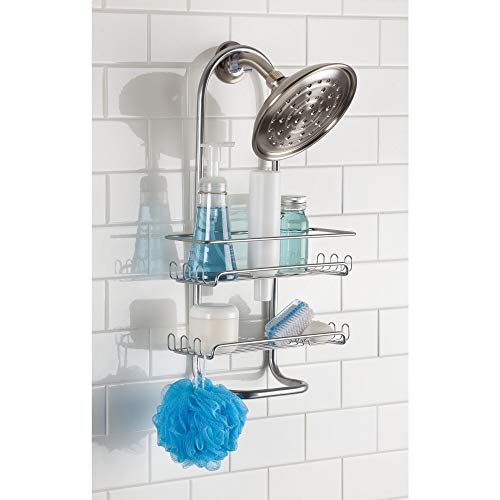 InterDesign Classico Jumbo Bathroom Caddy – Shower Storage Shelves for Shampoo, Conditioner and Soap, Silver
