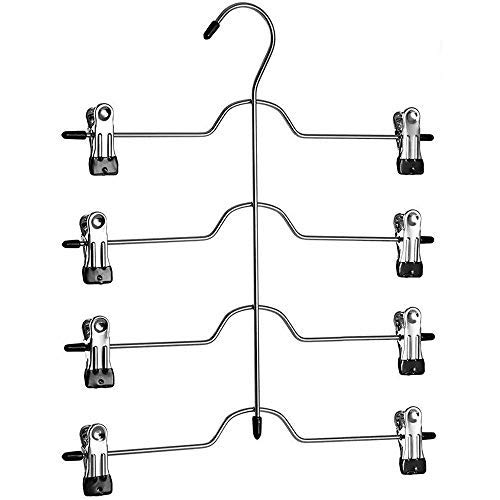 4 Tier Trouser/Skirt Hanger - Chrome & Black Vinyl - 2 PACK