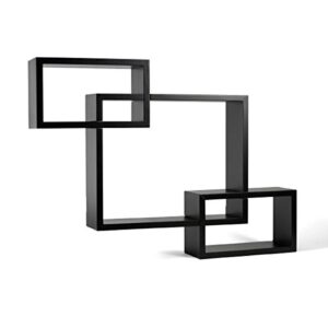 melannco interlocking floating wall mount shelves, espresso, set of 3 - 5091208