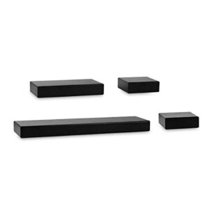 Melannco Floating Chunky Shelves for Bedroom, Living Room, Bathroom, Kitchen, Nursery, Set of 4, Black, 4 Count