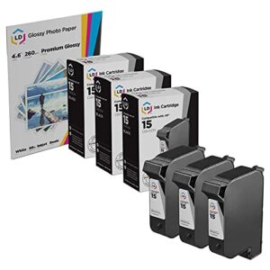 ld remanufactured ink cartridge replacement for hp 15 c6615dn (black, 3-pack)