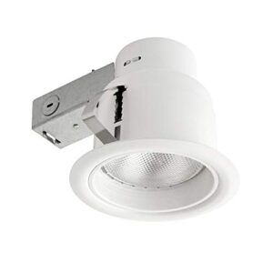 Globe Electric 90671 5" Rust Proof Indoor/Outdoor Ridged Baffle Round Trim Recessed Lighting Kit, White, Easy Install Push-N-Click Clips, 4.5" Hole Size, Dimmable, Ceiling Light Fixture, Porch Light