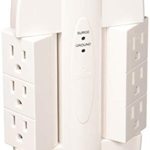 Globe Electric 7791301 6-Outlet Swivel Space Saving 2 USB Port Surge Protector Wall Tap, Android, iPad, iPhone, iPod Compatible, 2100 Joules, 2.1 AMP Charge, White, Multi Plug Outlet, Power Outlet