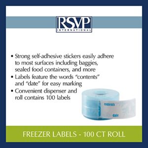 RSVP International Freezer Labels with Convienient Plastic Dispenser, 100 Count, 2.25x1.25", Snowflake