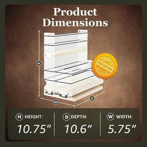 Vertical Spice - 23x2x11 DC - Spice Rack and Storage Organizer Drawer - Cabinet Mounted - Size: 5.75" Width x 10.75" Height x 10.6" Depth - Made In USA