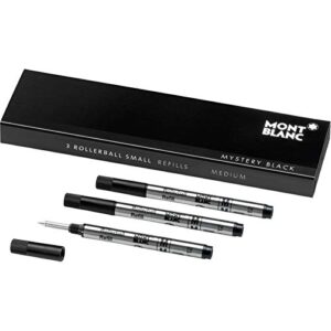 mont blanc rollerball refill, small m, 3x1, mystery black (107323)