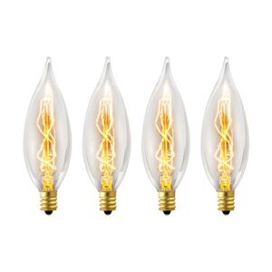 globe electric 1327 25w vintage edison ca10 flame tip incandescent filament light bulb, 4 pack, e12 base, 01327, 4