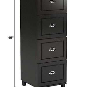 Target Marketing Systems Bradley Collection File Cabinet, Modern Document Organizer, Printer Stand for Home, Office and Study Room, 4 Drawer, Midnight Black