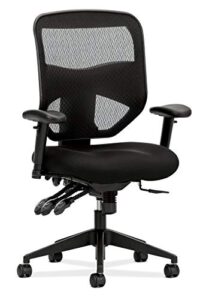 hon prominent mesh high-back task chair, with seat glide and height-and width-adjustable arms, asynchronous control, black