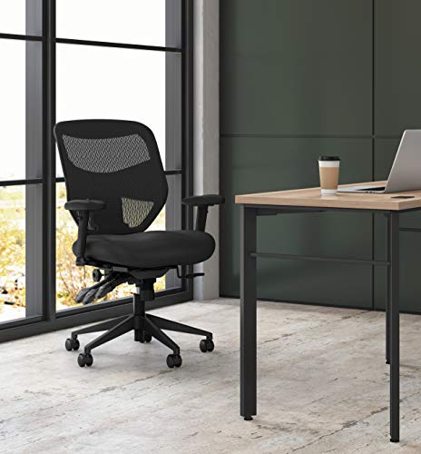 HON Prominent Mesh High-Back Task Chair, with Seat Glide and Height-and Width-Adjustable Arms, Asynchronous Control, Black