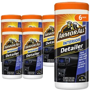armor all car protectant wipes, car interior cleaning wipes for cars, trucks & motorcycles, 25 count each, 150 wipes total (pack of 6)