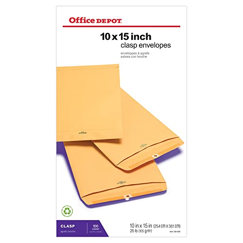 Office Depot® Brand Clasp Envelopes, 10" x 15", Brown, Box Of 100