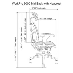 WorkPro® Quantum 9000 Series Ergonomic Mesh High-Back Executive Chair, Black, BIFMA Certified