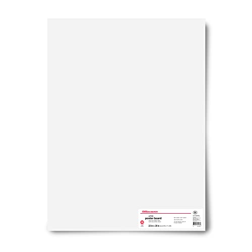 Office Depot Poster Boards, 22in. x 28in., White, Pack of 10, 23408