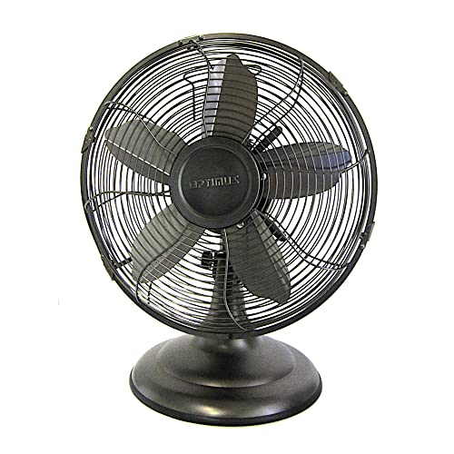 Optimus F-6212A F-6212A 3-Speed 60-Watt 12-In. Portable Retro Oscillating Table Fan