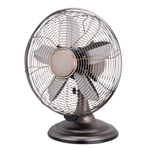 Optimus F-6212A F-6212A 3-Speed 60-Watt 12-In. Portable Retro Oscillating Table Fan