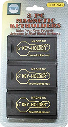 TRUVUE 3 Pack Magnetic Key Holders for Hiding Spare Keys | Size 3" X 1.75" X 0.5" Each | Rust Resistant & Weather Resistant Case | Great for Hiding Keys and Small Objects to Metal Surfaces