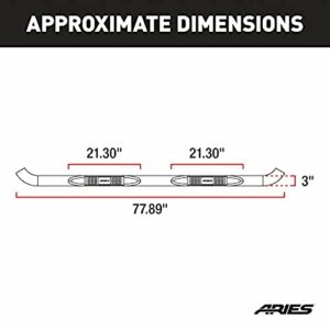 ARIES 204046-2 3-Inch Round Polished Stainless Steel Nerf Bars, No-Drill, Select Chevrolet Silverado, GMC Sierra 1500, 2500, 3500 HD