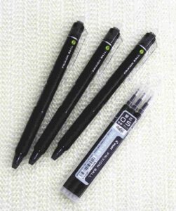 pilot frixion ball knock retractable erasable gel ink pens,fine point, - 0.5mm - black ink- value set of 3 & 3 gel ink pen refill pack