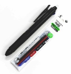 pilot frixion ball 3 3 color gel ink multi pen,fine point -0.5mm-black/blue/red inks black body &3 colors gel ink pens refills value set