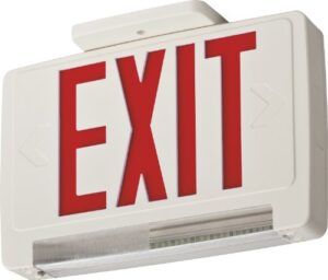 lithonia lighting ecbr m6 led exit and emergency light bar combo fixture with back up battery, 3 watts, damp listed, red letters