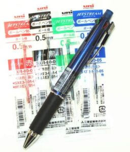 uni-ball jetstream 4&1 4 color 0.5 mm ballpoint multi pen(msxe510005.9)+ 0.5 mm pencil(navy body) & 4colors ink pens refills value set(with our shop original description of goods)