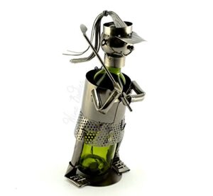 wine bodies lady golfer wine bottle holder character, charcoal