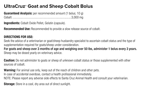 UltraCruz sc-394536 Goat and Sheep Cobalt Bolus Supplement, 100 Count x 10 Grams