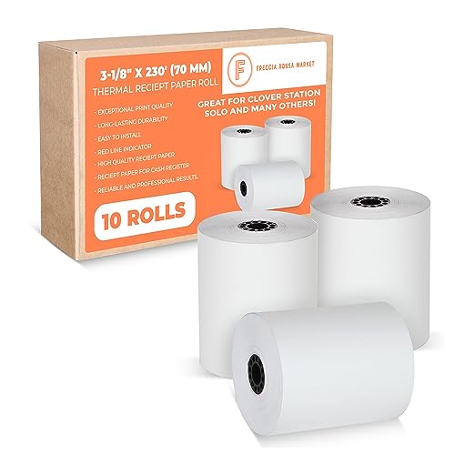 3 1/8 x 230 Thermal Paper Receipt Cash Register Rolls POS Printer Paper Epson tm-t88v and more BPA Free 48 GSM (10 ROLLS)