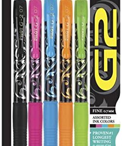 Pilot, G2 Premium Gel Roller Pens, Fine Point 0.7 mm, Fashion Collection, Assorted Colors, Pack of 5