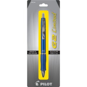 pilot, g2 limited premium gel roller pen, fine point 0.7 mm, blue barrel, black ink