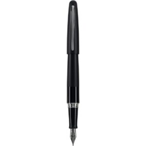 pilot metropolitan collection fountain pen, black barrel, classic design, medium nib, black ink (91117)