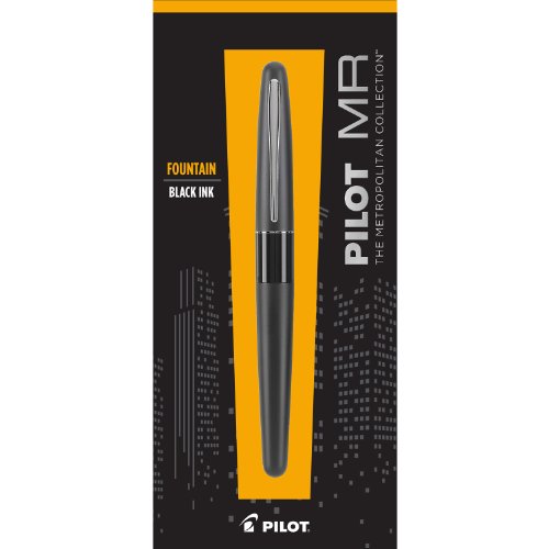 Pilot Metropolitan Collection Fountain Pen, Black Barrel, Classic Design, Medium Nib, Black Ink (91117)
