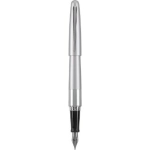 pilot metropolitan collection fountain pen, silver barrel, classic design, medium nib, medium nib, black ink (91118)