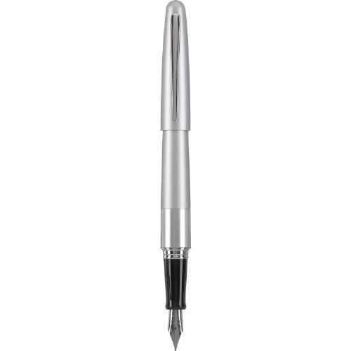 Pilot Metropolitan Collection Fountain Pen, Silver Barrel, Classic Design, Medium Nib, Medium Nib, Black Ink (91118)