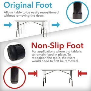 Lift Your Table® Folding Table Risers, Made In The USA, Easy-To-Use Bent Leg Folding Table Extensions, Counter Height (Original Foot), Raises Folding Tables 8” Inches. Durable, Sturdy. Set of 4, Black