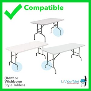 Lift Your Table® Folding Table Risers, Made In The USA, Easy-To-Use Bent Leg Folding Table Extensions, Counter Height (Original Foot), Raises Folding Tables 8” Inches. Durable, Sturdy. Set of 4, Black