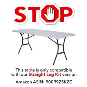 Lift Your Table® Folding Table Risers, Made In The USA, Easy-To-Use Bent Leg Folding Table Extensions, Counter Height (Original Foot), Raises Folding Tables 8” Inches. Durable, Sturdy. Set of 4, Black