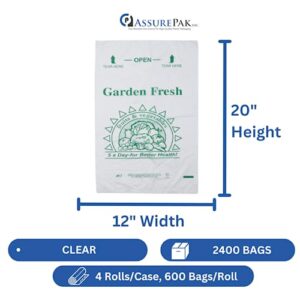 Plastic Bag Rolls-HDPE 5 A-DAY Produce Rolls 12"x20"-11 microns -2400 bags/case