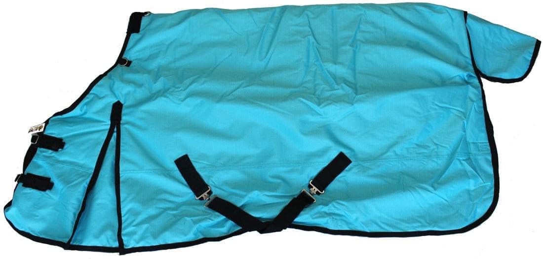 1200D Waterproof Poly Turnout Blanket with Hood - Turquoise 70" Small