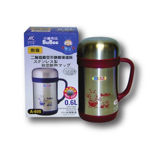 BuBee A-600 Stainless Steel Vacuum Insulated Mug/Tumbler, 0.6 Liter-Blue/Red(Random Colors)