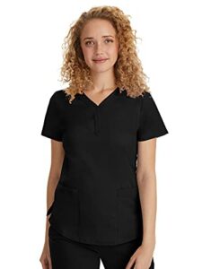 purple label by healing hands scrubs women's jane v-neck 2 pocket top, xx-large - black